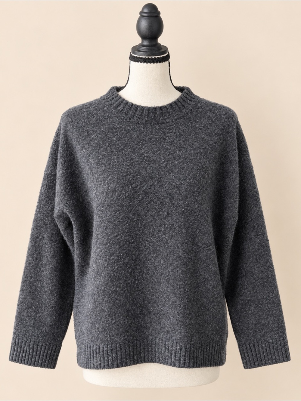 Minimalist Oversize Dark Grey Wool Sweater M/L